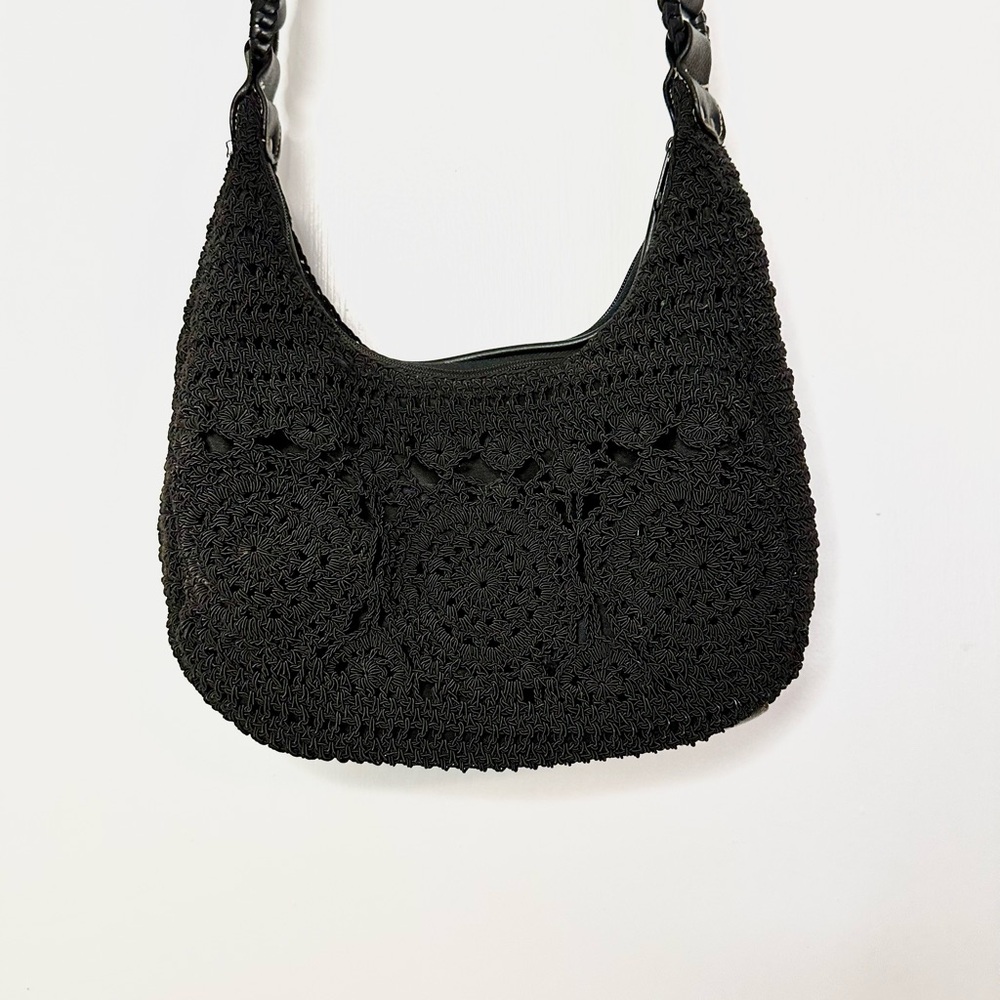 Elegant Black Crochet Shoulder Bag